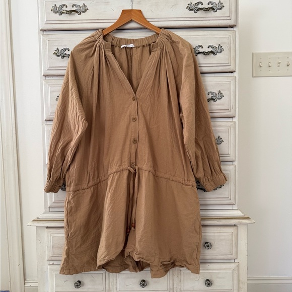 Vici Pants - Tan Boho Cotton Pocketed Romper